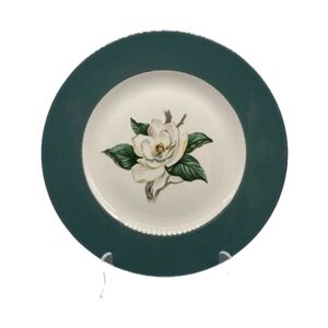 Vintage Homer Laughlin Cavalier Green Dinner Plate Gardenia Print B53N5